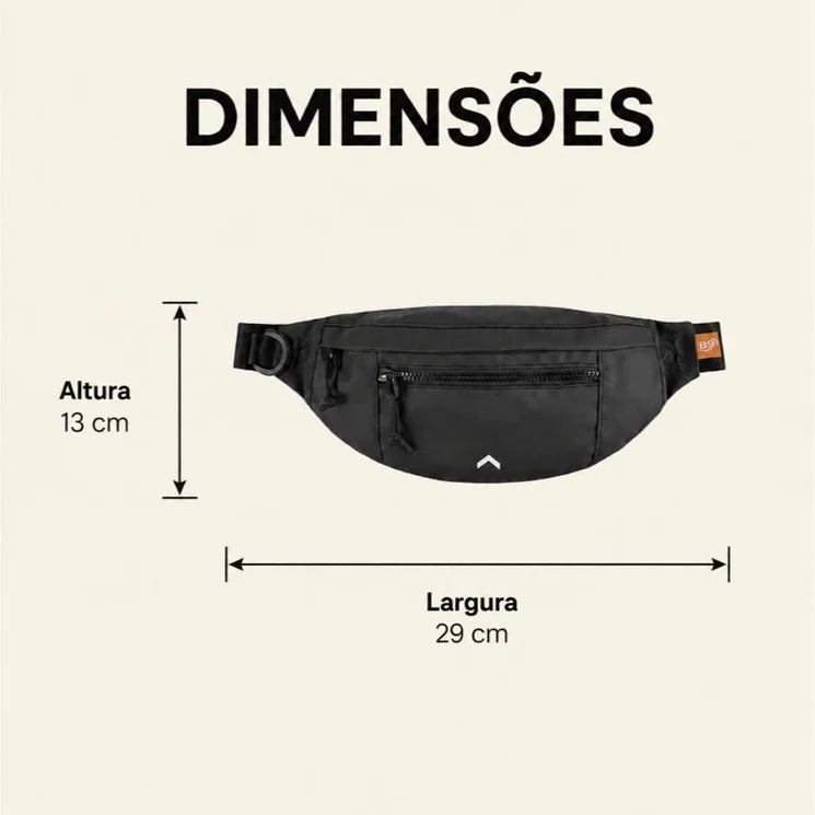 Bolsa Transversal de Peito Unissex Bags Mart Cor Preto — Dimensões em centímetros